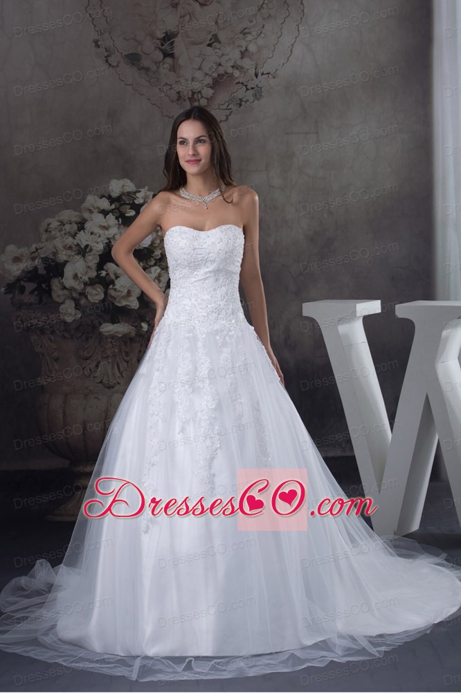 A-line Wedding Dress With Appliques Court Tarin Tulle