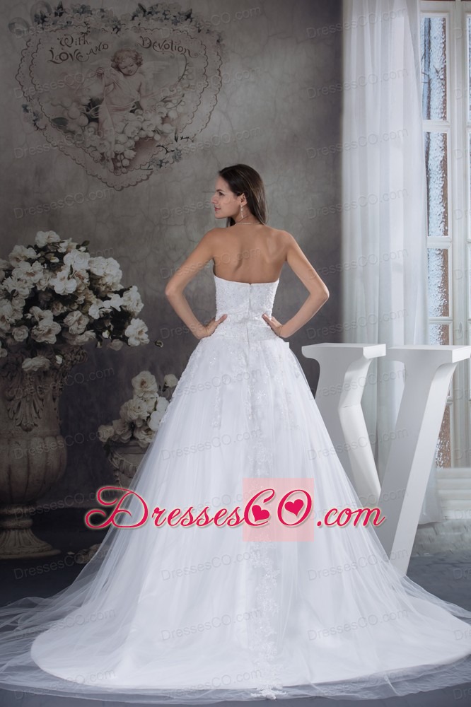 A-line Wedding Dress With Appliques Court Tarin Tulle