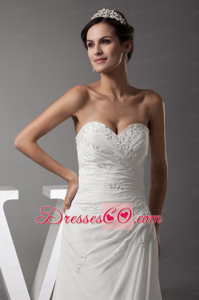 Appliques Column Wedding Dress With Lace Up Back
