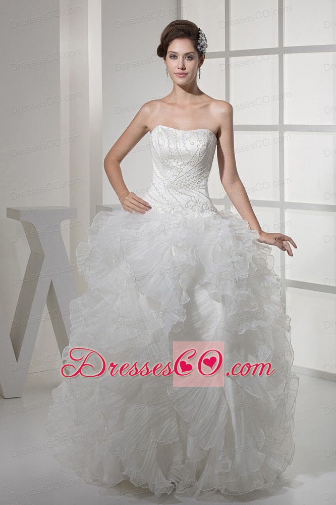 Strapless Ruffles Long A-line / Princess Wedding Dress