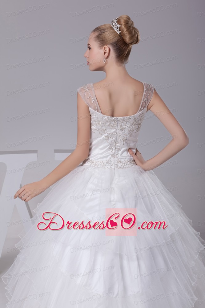 Embroidery Ball Gown Court Train Square Wedding Dress
