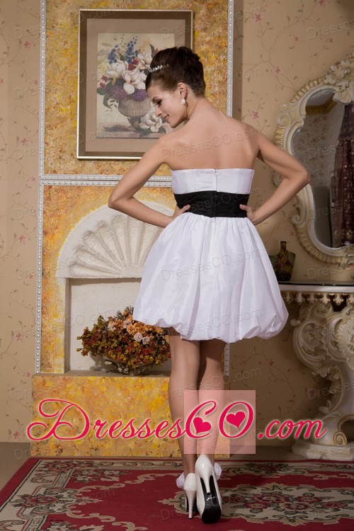 Modest A-line Mini-length Taffeta Sash Wedding Dress