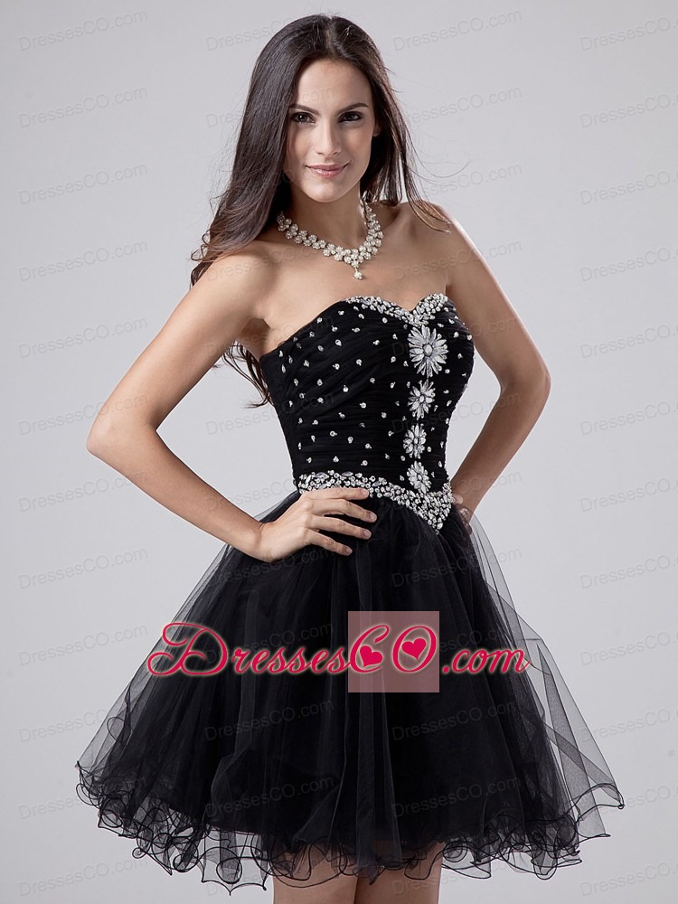 Beaded And Rhinestones Black Prom / Cocktail Dress Mini-length For Club