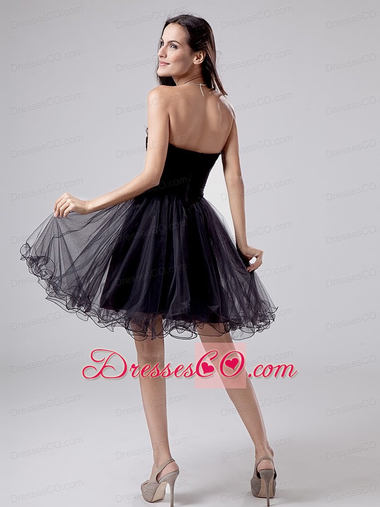 Beaded And Rhinestones Black Prom / Cocktail Dress Mini-length For Club