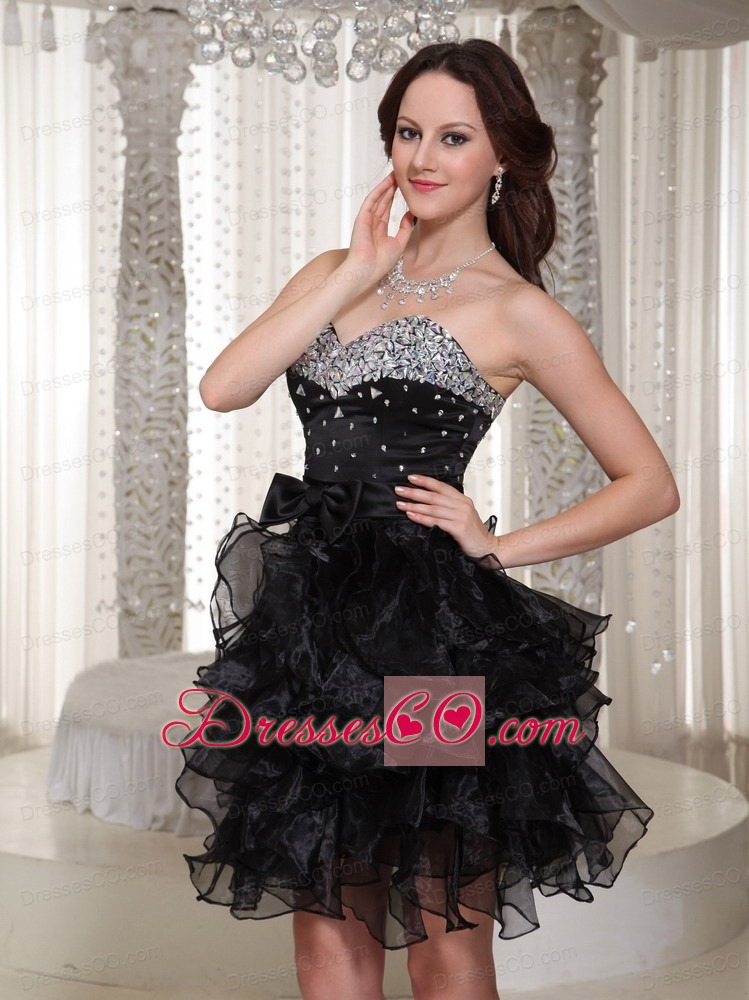 Black Beaded Bodice Sexy Prom / Cocktail Dress Party Wear
