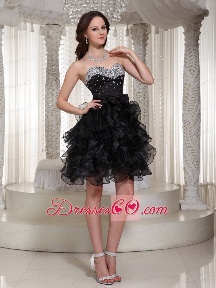 Black Beaded Bodice Sexy Prom / Cocktail Dress Party Wear