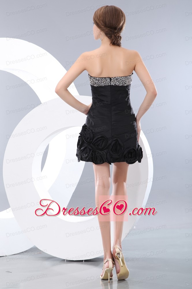 Unique Black Short Prom / Homecoming Dress A-line / Princess Mini-length Taffeta Beading