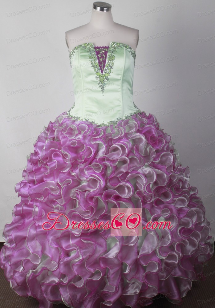 Colorful Little Girl Pageant DressWith Ruffles Appliques and Organza