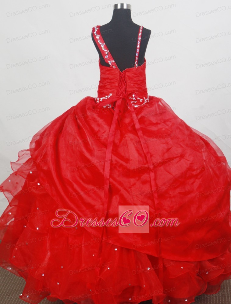 Beading Classical Ball Gown Little Girl Pageant Dress Asymmetrical Long