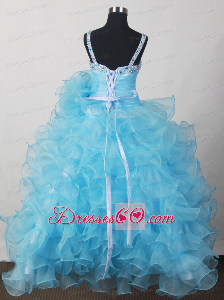 Custom Made For Affordable Little Girl Pageant DressWith Beading Bow and Ruffled Layers