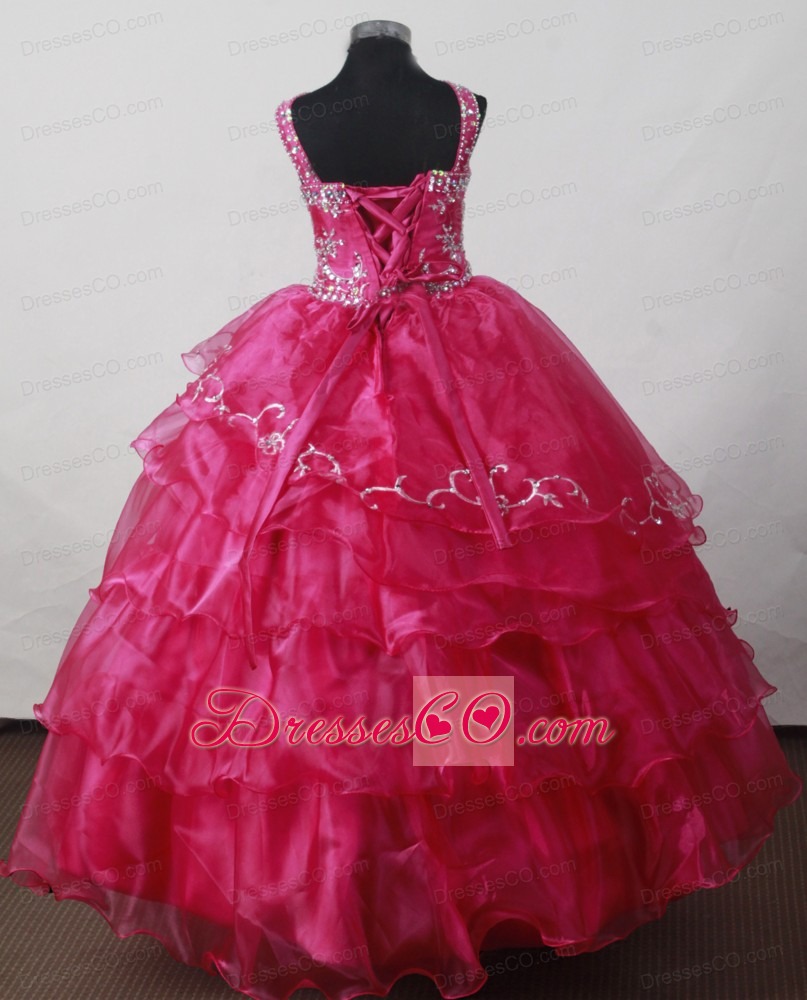 Little Girl Pageant DressWith V-neck and Beading