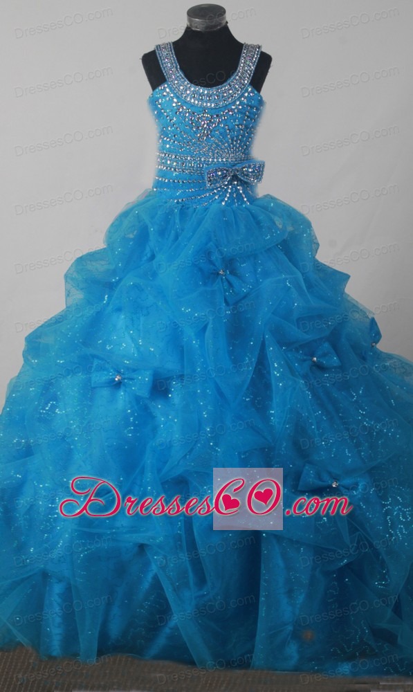 Gorgeous Beading Pick-ups Little Girl Pageant Dress Ball Gown Scoop Long