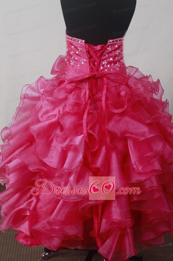 Beading Bowknot Ruffles Luxurious Ball Gown Little Girl Pageant Dress Halter Long