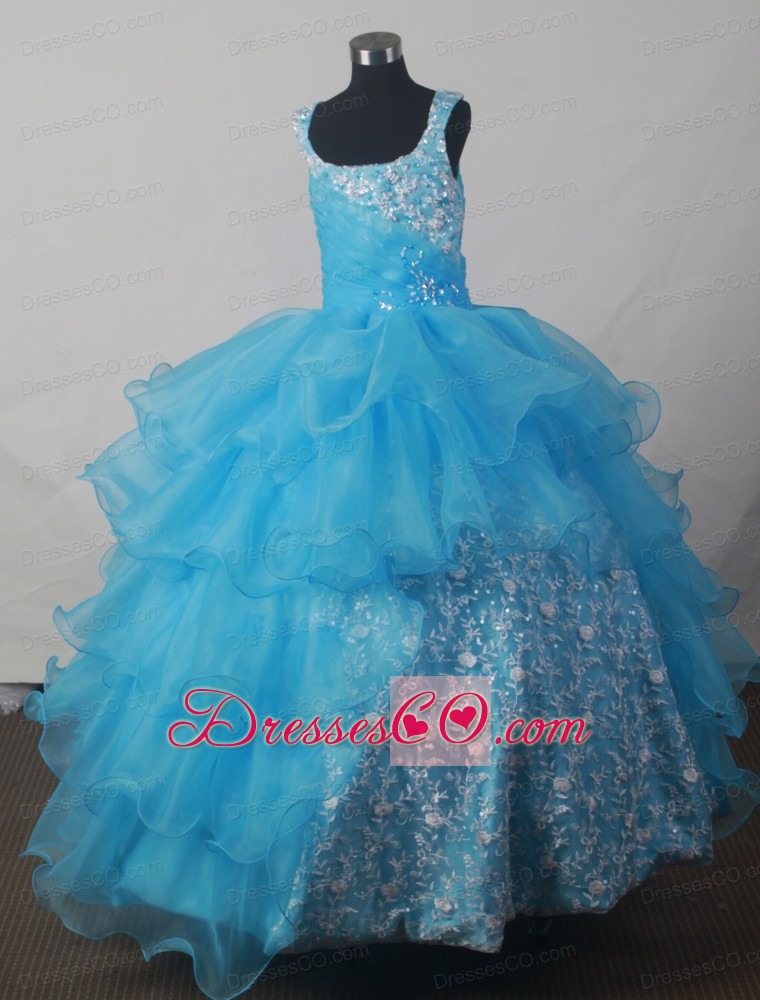 Luxurious Ball Gown Scoop Long Little Girl Pageant Dress