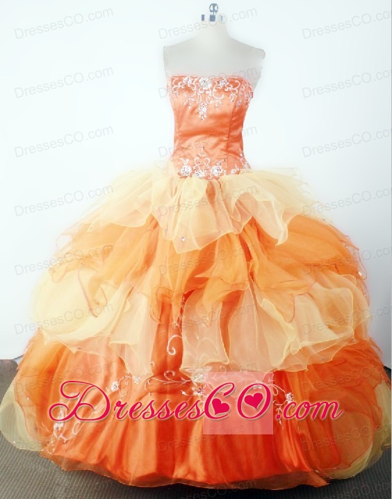 Classical Embroidery With Beading Ball Gown Strapless Long Little Girl Pageant Dress