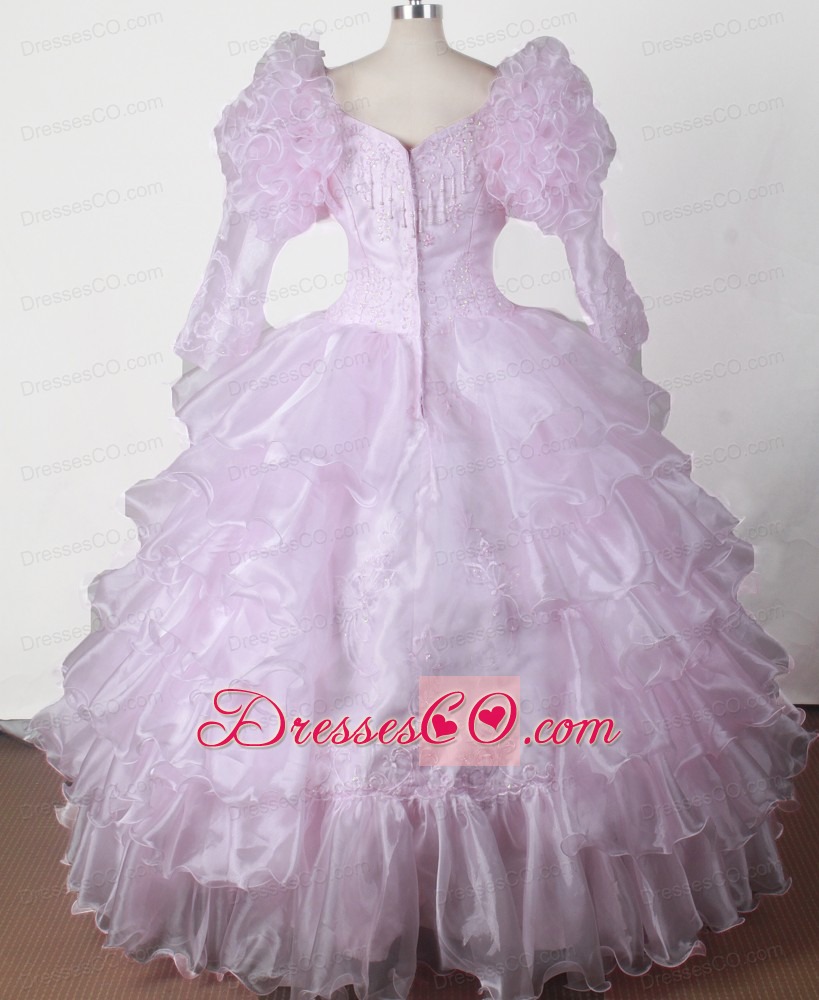 Embroidery With Beading Beautiful Ball Gown Little Girl Pageant Dress V-neck Long