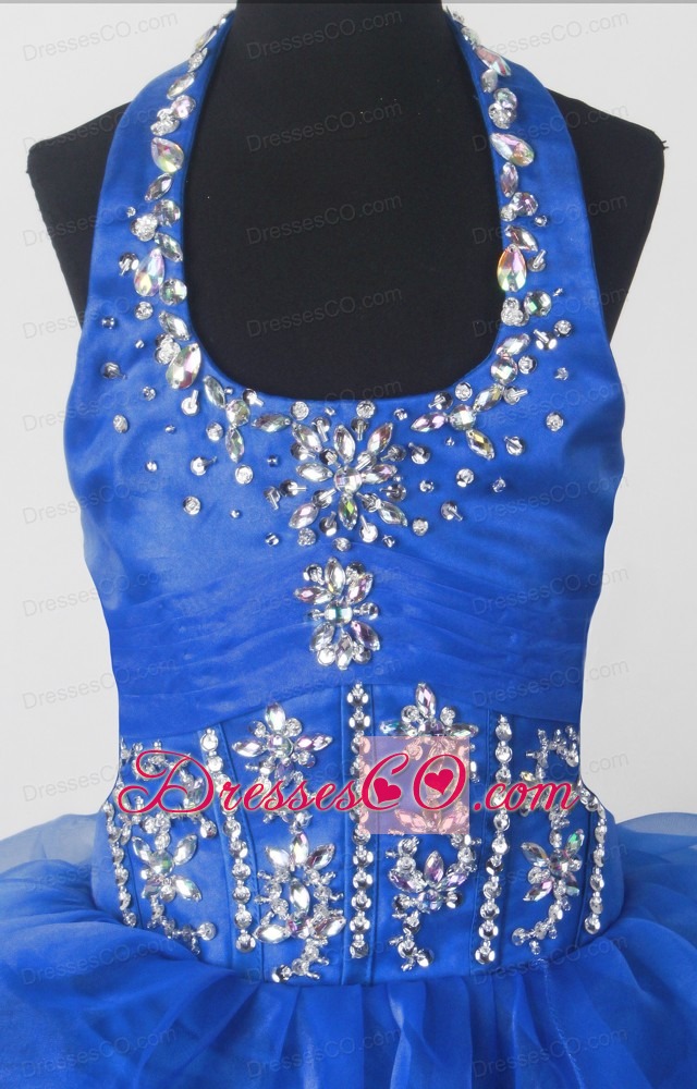 Perfect Beading Ball Gown Halter Top Long Little Girl Pagant Dress
