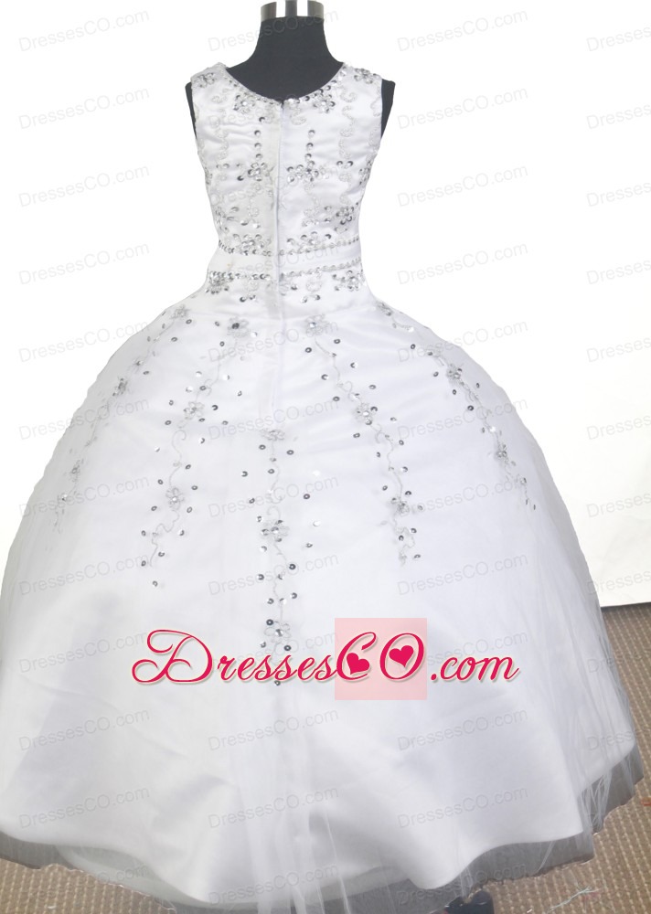 Elegant Beading Ball Gown Scoop Long Little Girl Pageant Dress
