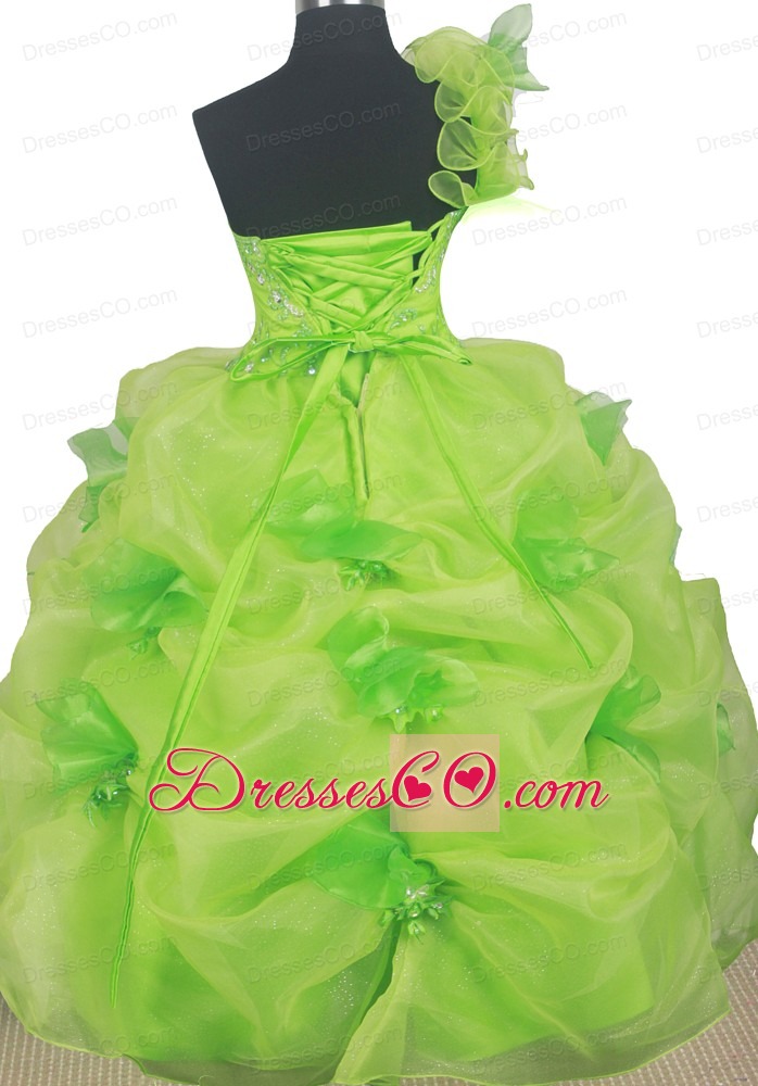 Beading Cute Ball Gown Little Girl Pageant Dress One Shoulder Long