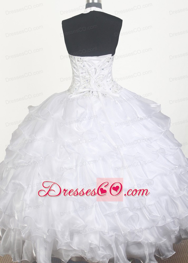 Lovely Beading Ruffled Layers Ball Gown Little Girl Pageant Dress Halter Top Long