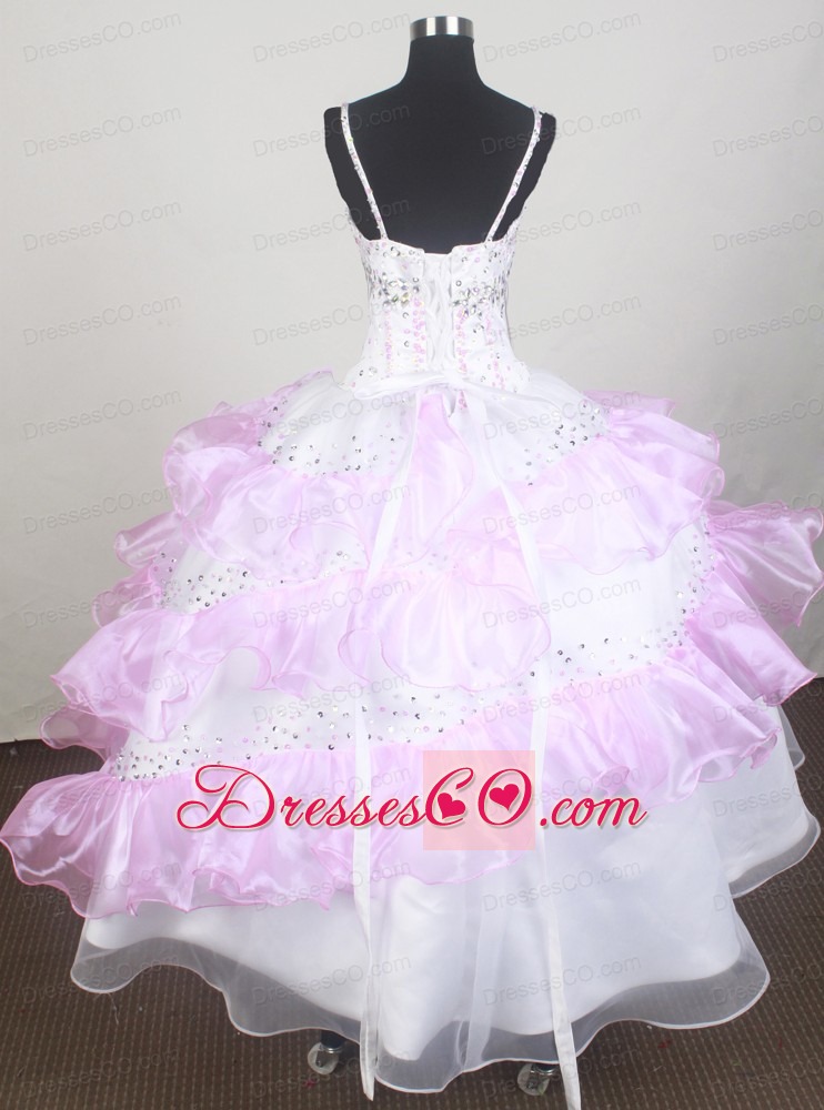 Sweet Little Girl Pageant DressWith Beading and Ruffled Layers