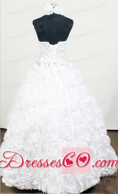 Luxurious Little Girl Pageant DressBeading and Fabric With Rolling Flowers