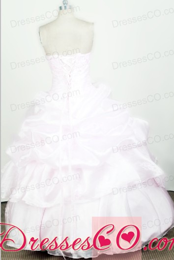 Lovely Strapless Little Girl Pageant DressWith Beading and Organza