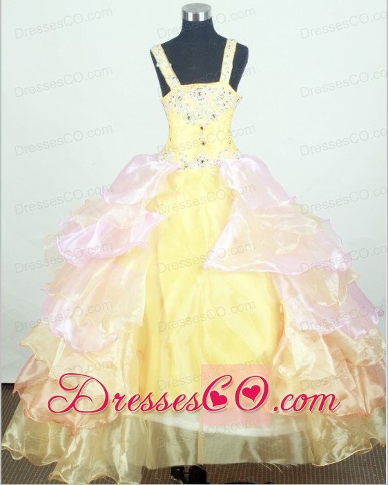 Appliques Little Girl Pageant DressWith Ruffled Layers and Organza