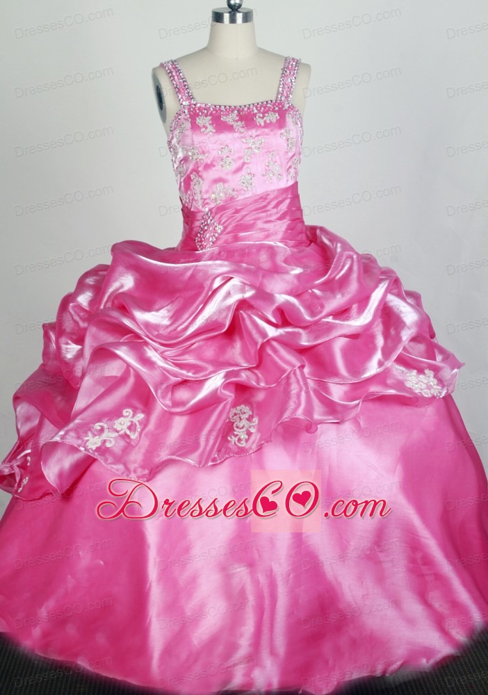 Rose Pink and Appliques For Lovely Little Girl Pageant Dresses