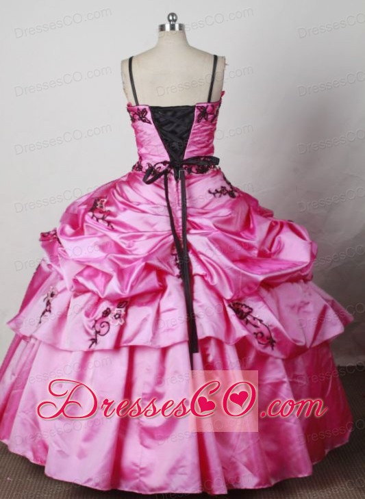 Discount Ball Gown Little Girl Pageant DressSpaghetti Straps Long Appliques