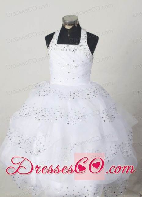 Wholesale Ball Gown Little Girl Pageant Dress Halter Simple Long Beading