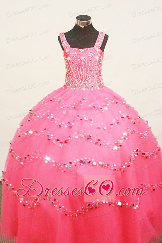 Custom Made Little Girl Pageant Dress Beading Straps Long Organza