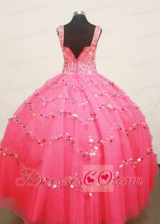 Custom Made Little Girl Pageant Dress Beading Straps Long Organza