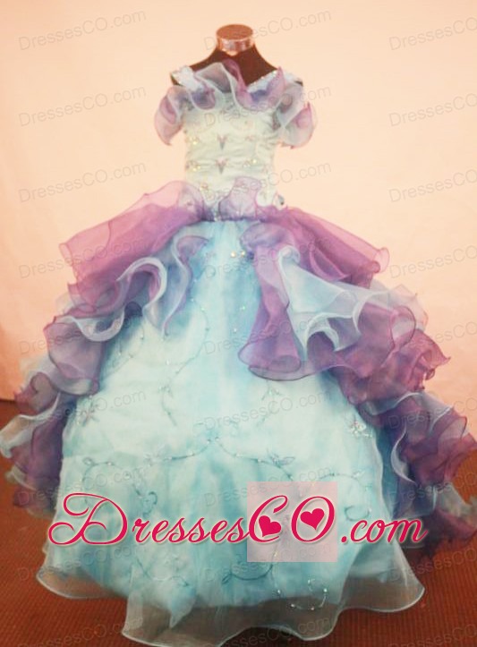 Beautiful Ruffles Little Girl Pageant Dress Straps Multi-color With Organza In 2013