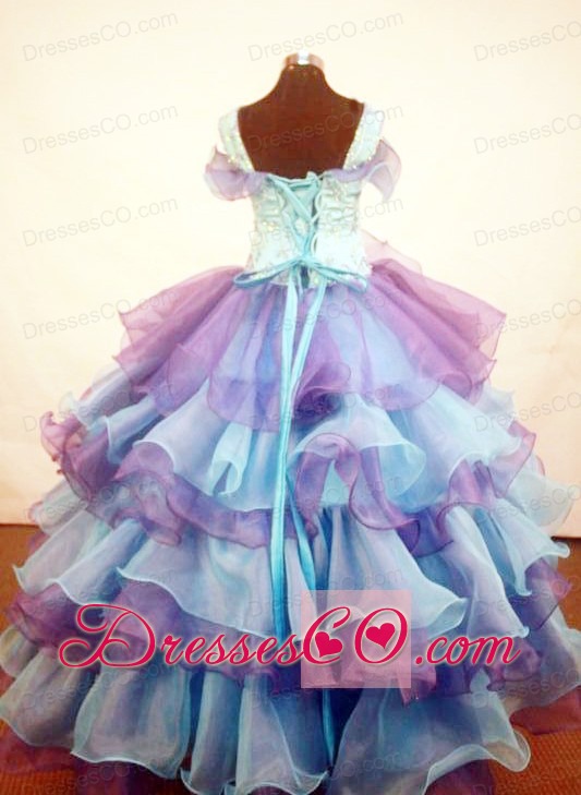Beautiful Ruffles Little Girl Pageant Dress Straps Multi-color With Organza In 2013