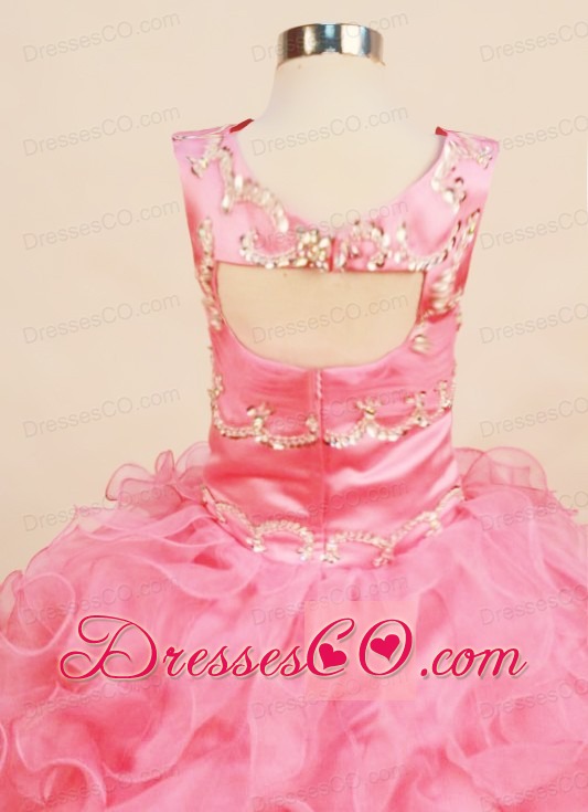 Ruffles Little Girl Pageant Dress Square Neck With Long Organza