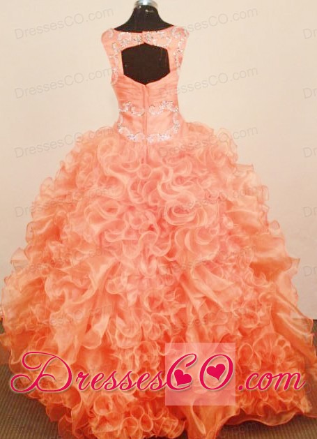 Exquisite Ruffles Little Girl Pageant Dress Orange Red Straps With Orange Red