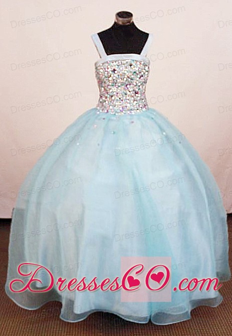 Classical Ball Gown Rhinestone Little Girl Pageant DressSquare Neck Long