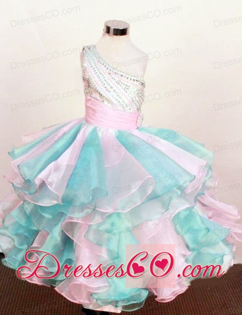Pretty Little Girl Pageant DressOne Shoulder Neck Long Beading Ball Gown In 2013