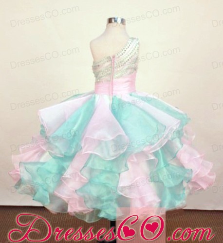 Pretty Little Girl Pageant DressOne Shoulder Neck Long Beading Ball Gown In 2013