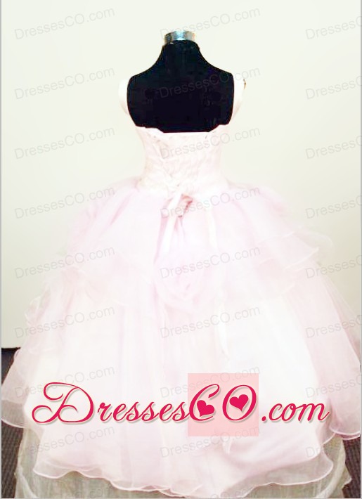 Hand Made Flowers Ball Gown Straps Organza Beading Little Girl Pageant Dresses