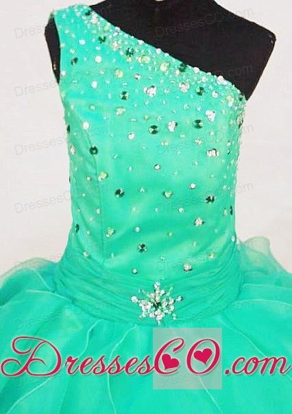 Turquoise Organza Beading Little Girl Pageant DressCustomize