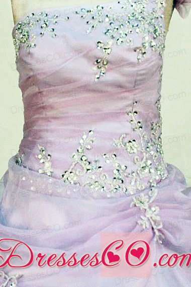 Hand Made Flowers One Shoulder Lilac Appliques Little Girl Pageant Dresses