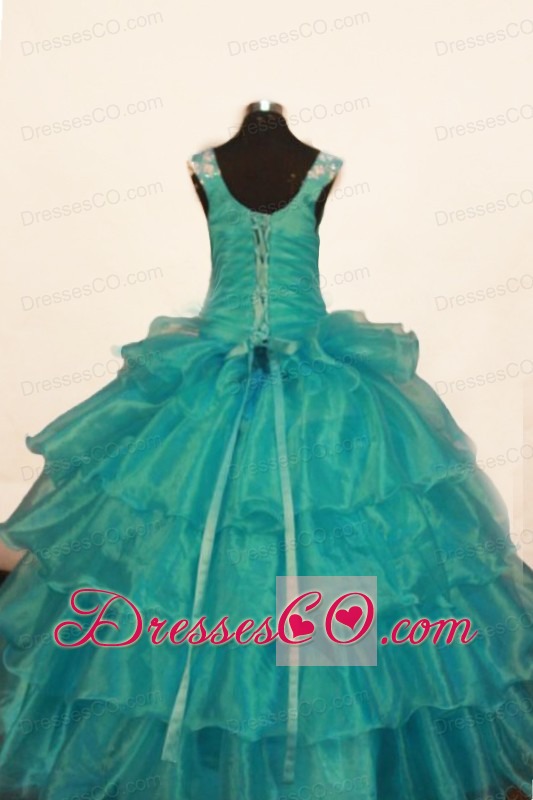 Luxurious Ball Gown Scoop Long Beading Little Girl Pageant Dresses