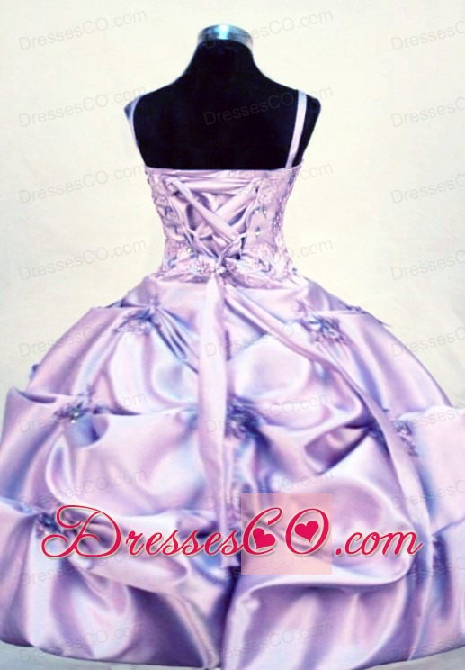 Gorgeous Straps Long Beading Ball Gown Lilac Little Girl Pageant Dresses