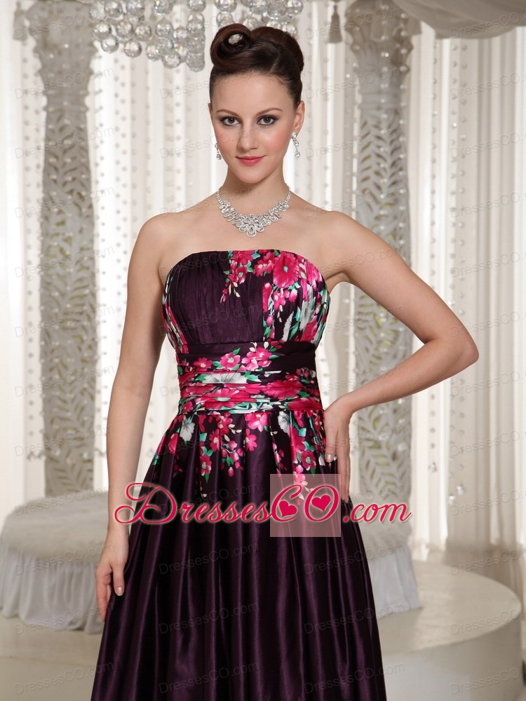Printing Prom Dress For Formal With Strapless Neckline Ankle Length In 2013