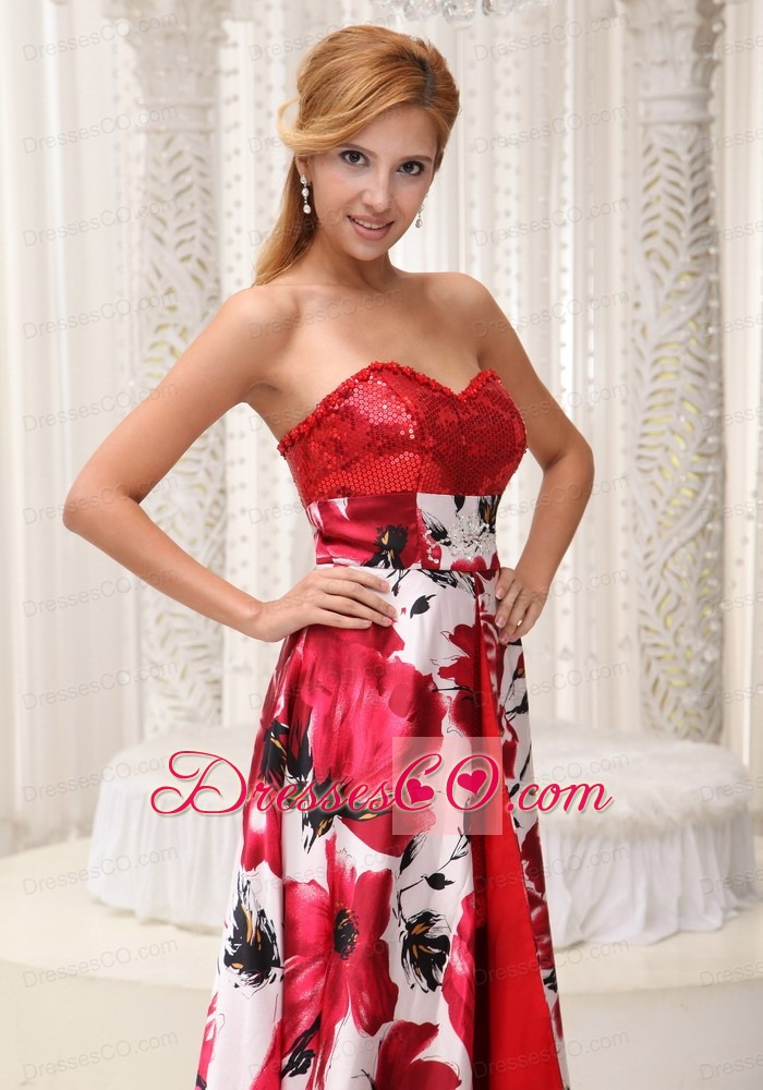 Sequin and Printing Prom / Homecoming Dress For Formal Evening Neckline