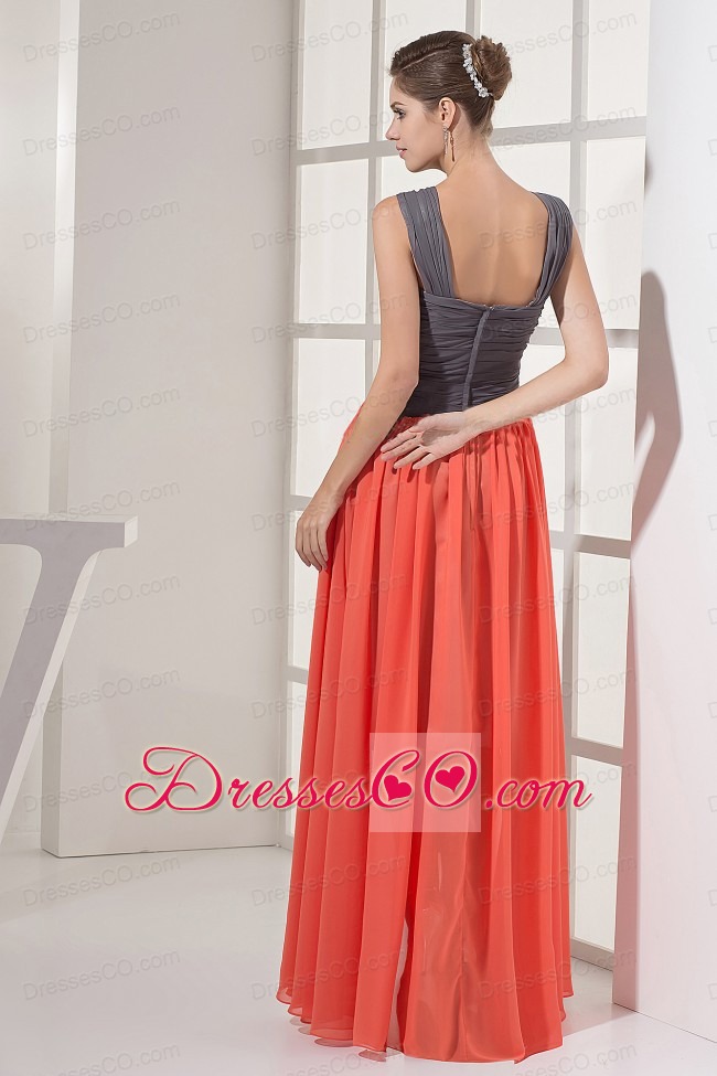 Chiffon Beading Straps and Ruched  Prom Dress 2013
