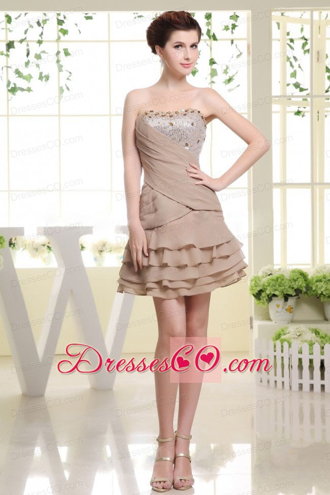 Grey Prom Dress With Beading and Ruffled Layers