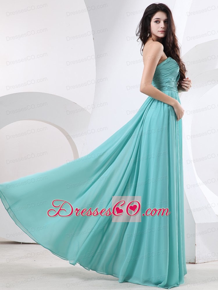 Simple Empire Strapless and Ruched  Green Prom Dress